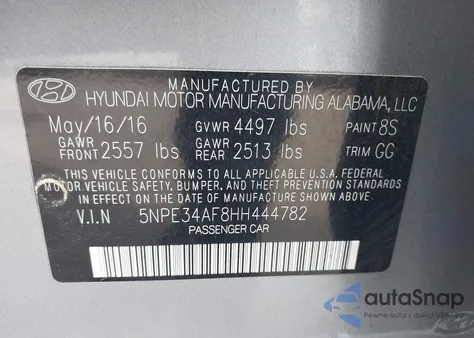 2017 Hyundai Sonata Sport из США, поврежденный, VIN 5NPE34AF8HH444782